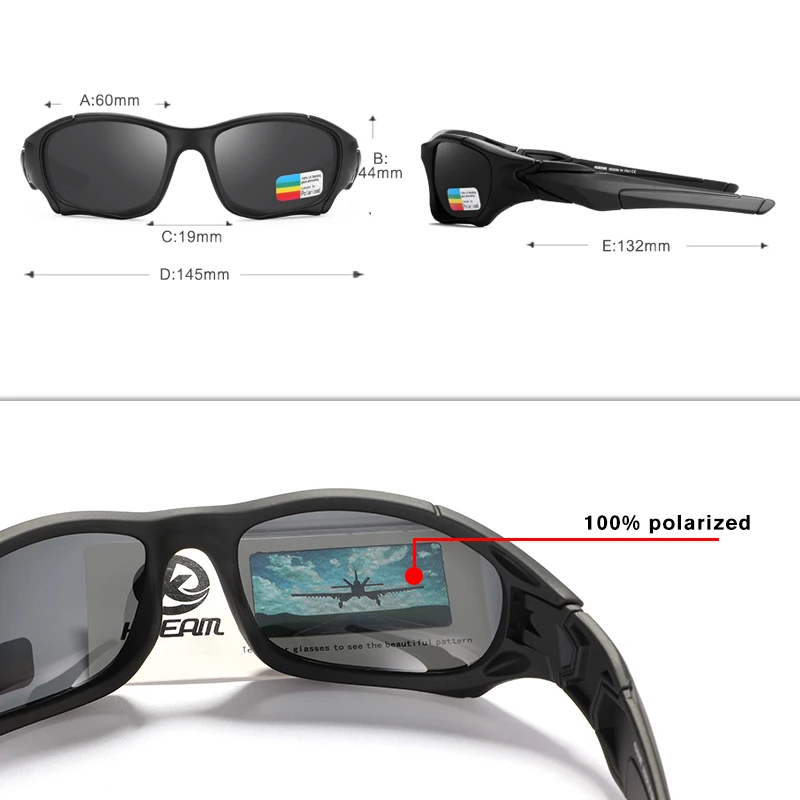 KDEAM-gafas de sol polarizadas para deportes al aire libre para hombre y mujer, lentes resistentes al estrés con marco de corte curvo, KD0623