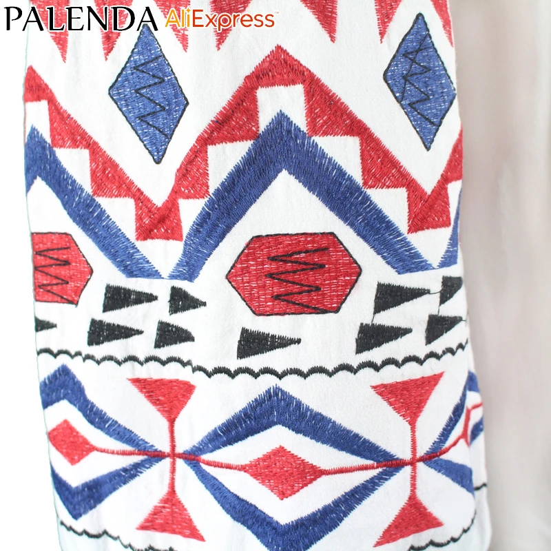 ใหม่มาถึงฤดูใบไม้ร่วงเสื้อด้านบนเสื้อผู้หญิงเย็บปักถักร้อย bohemian vyshyvanka โคมไฟแขนกว้าง fit หลวม