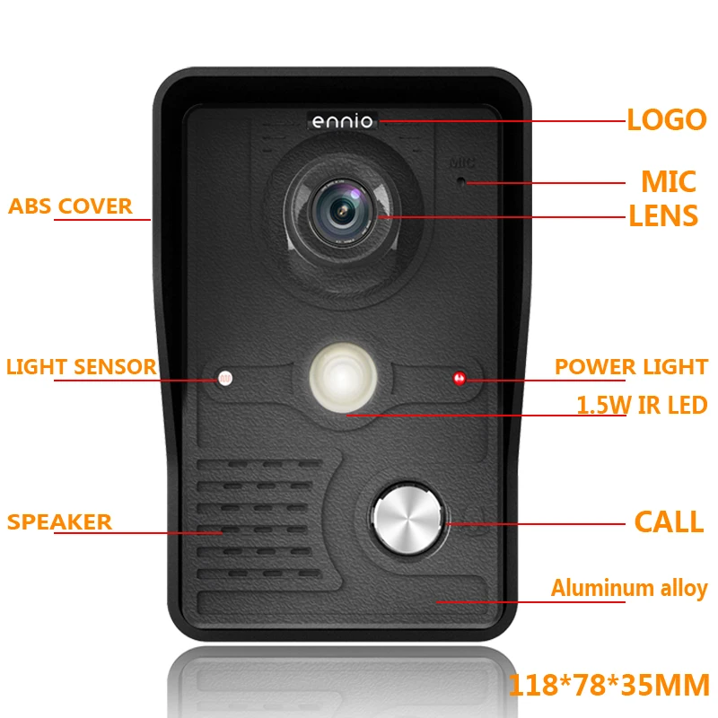 Nova 7 polegada monitor de vídeo campainha interfone de vídeo com 1200tvl câmera ao ar livre à prova de intempéries sistema de intercomunicação do telefone da porta ip65