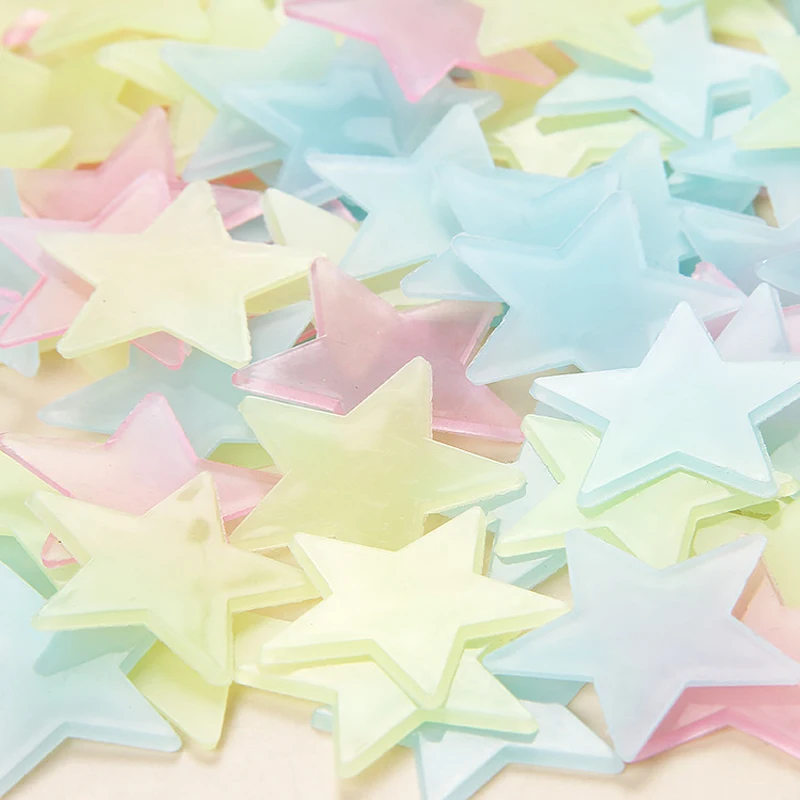 100Pcs Dán Tường Phát Sáng Glow In The Dark Stars Stickers Đối Với Trẻ Em Bé Phòng Phòng Đầy Màu Sắc Huỳnh Quang Home Phòng Trang Trí Nội Thất đề Can