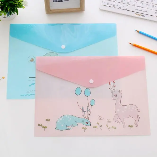 1PC 防水マルチポケットプラスチックかわいい A4 ファイルフォルダーバッグドキュメント紙オーガナイザーケースオフィス学校文具用品