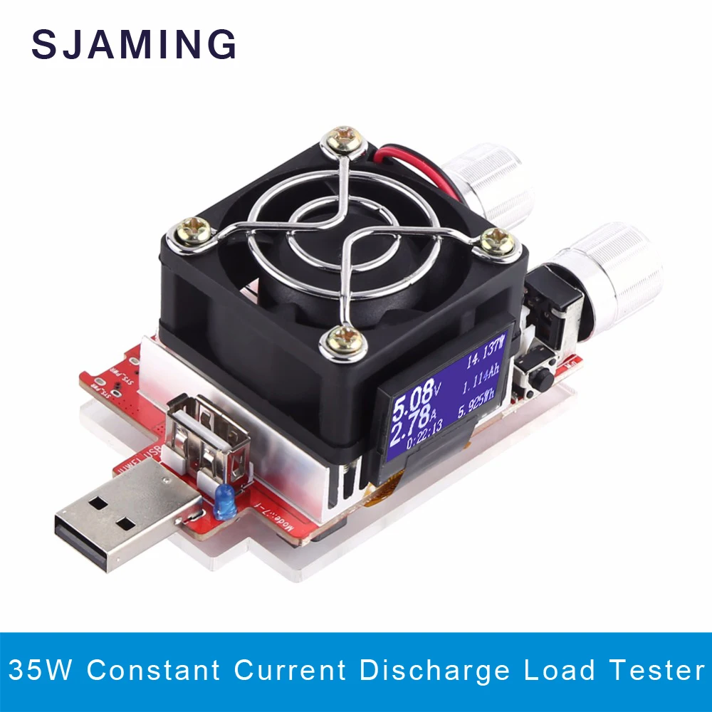 Probador de capacidad de voltaje de batería, resistencia de envejecimiento de corriente constante ajustable electrónica de carga usb de 35w qualcomm qc2.0/3,0 voltímetro