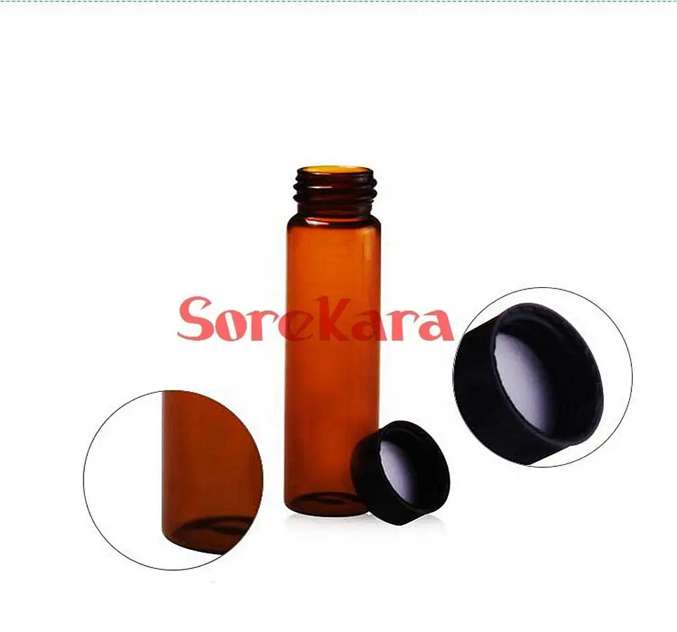 1/2Ml/3Ml/5Ml/10Ml/15Ml/30Ml/40Ml/50Ml/60Ml Nâu Kính Cường Lực Chai Thuốc Thử Mẫu Lọ Nắp Nhựa Nắp Vặn