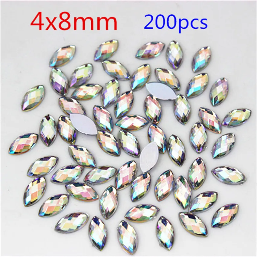 Nhiều Kích Thước Acrylic Ren Ngựa Mắt Crystal AB Lưng Phẳng 3D Không HotFix Móng Tay Nghệ Thuật Trang Trí Tiệc Cưới Hàng Thủ Công MC80