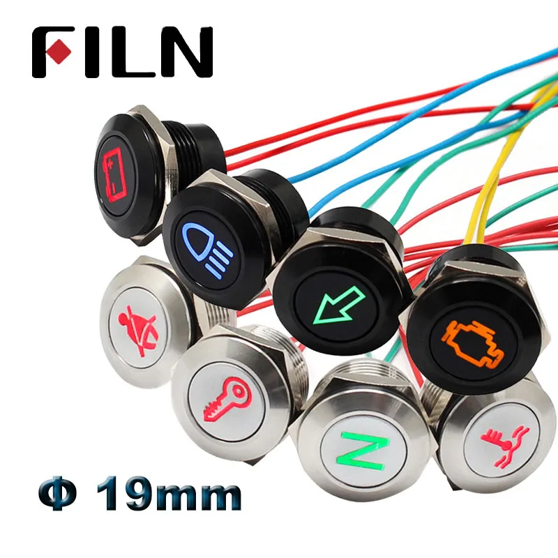 Lámpara impermeable de 19mm, 12V, LED para coche, barco, luces de señal de tablero de advertencia marina, luz piloto de instrumento, aleación de aluminio negra