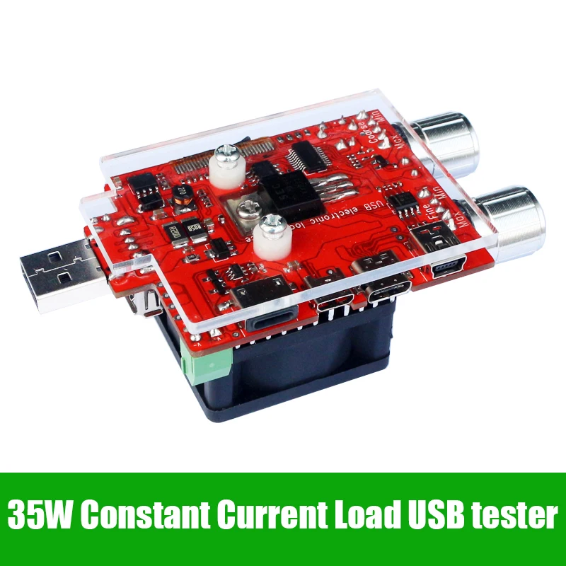 Probador de capacidad de voltaje de batería, resistencia de envejecimiento de corriente constante ajustable electrónica de carga usb de 35w qualcomm qc2.0/3,0 voltímetro