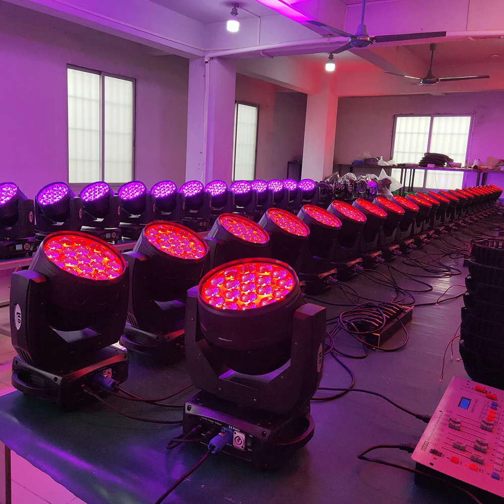 19x15w moving head flight case ล้างซูม led rgbw moving head light 19 ตา moving head light พร้อมฟังก์ชั่น CTO ECO เม็กซิโกสเปน