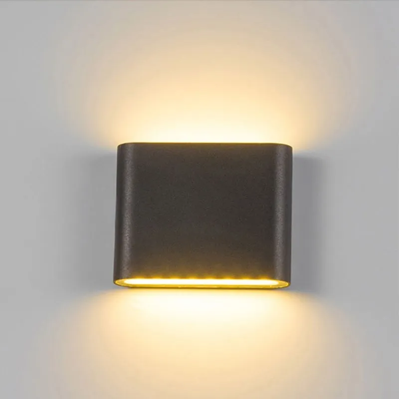 현대 방수 야외 12W LED 벽 램프 IP65 알루미늄 위아래 벽 조명 정원 현관 Sconce 장식 조명 110V 220V