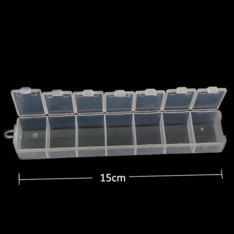 ใหม่ 3.3*15 ซม.พลาสติก 7 ช่องกล่องเก็บลูกปัดแหวนเครื่องประดับ Display Organizer