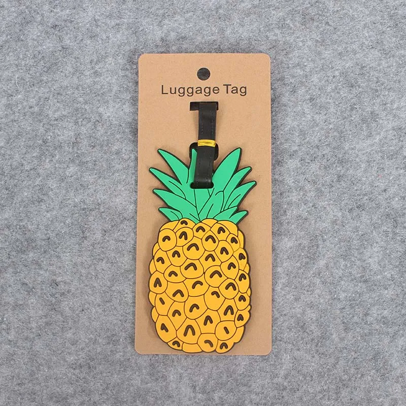 แฟชั่นผลไม้อุปกรณ์เสริมการเดินทาง Creative กระเป๋าเดินทางซิลิกาเจลกระเป๋าเดินทาง ID ผู้ถือที่อยู่ Baggage Boarding Tags แบบพกพาป้าย