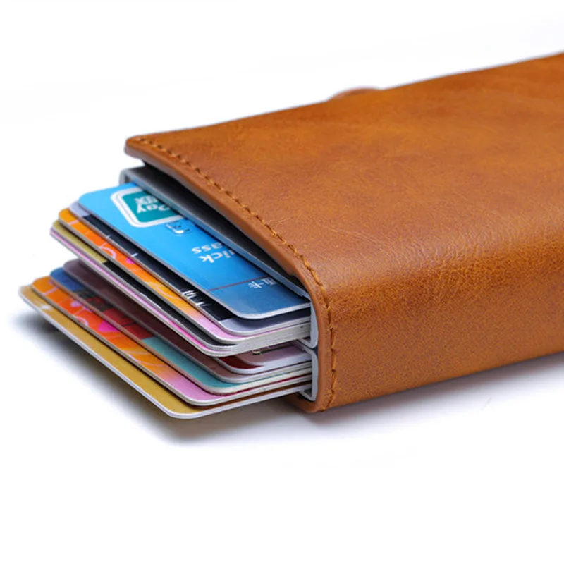 Châu Âu Thiết Kế RFID Bảo Vệ nam Đựng Thẻ Đôi Nhôm Thẻ Ngân Hàng Bảo Vệ Ốp Lưng ID Ví Dành Cho Người Đàn Ông