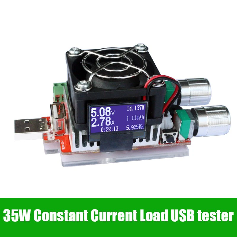 Probador de capacidad de voltaje de batería, resistencia de envejecimiento de corriente constante ajustable electrónica de carga usb de 35w qualcomm qc2.0/3,0 voltímetro