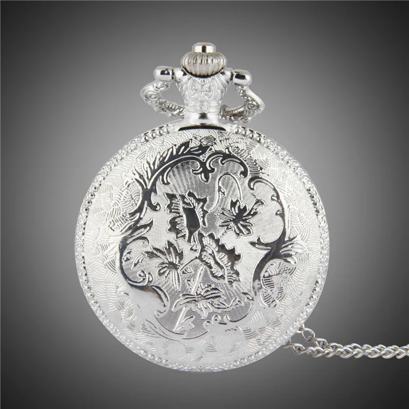 Neue Silber Farbe Taschenuhr Motorräder Muster Relogio De Bolso Quarz Uhr mit Halskette Quarz Uhr masculino relogio
