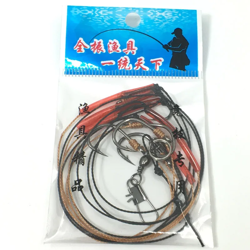 KMRESA 5 개의 작은 후크가있는 고 탄소강 낚시 후크 리그 회전 낚시 미끼 Pesca 미끼 문자열 후크 5 # -14 #