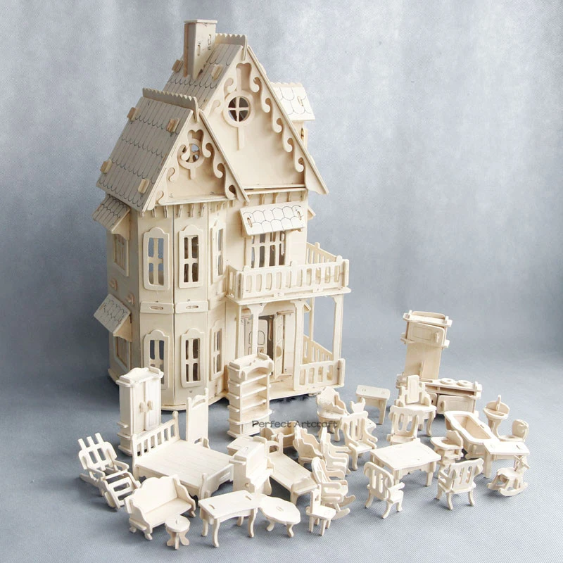 Casa de muñecas de madera en miniatura, muebles de juguete para muñecas, casa de muñecas desmontada DIY, juego de simulación, rompecabezas 3D, juguetes, regalos para niños