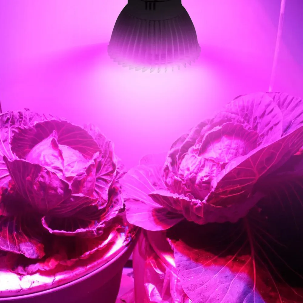 220V LED ปลูกโคมไฟหลอดไฟอลูมิเนียม E27 E14 GU10 เต็มสเปกตรัม 18LEDs 28LEDs ปลูกไฟสําหรับพืชสมุนไพร Growth
