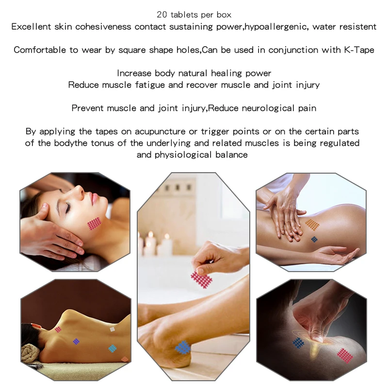 Kindmax 20 Tờ/Gói Kinesiology Chéo Băng Keo Kinesiological Cơ Thể Băng Vật Lý Trị Liệu Châm Cứu Dán Trang Sức Giọt