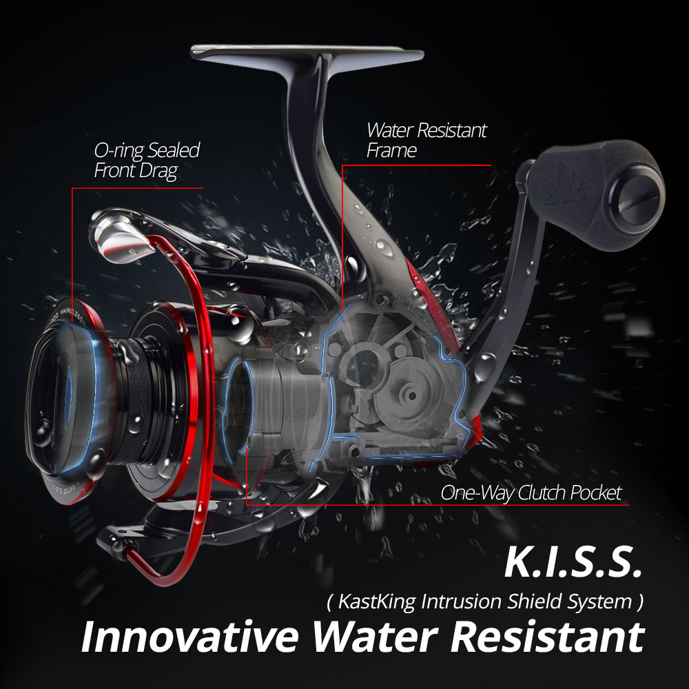 Mulinello da spinning KastKing Sharky III innovativo con resistenza all'acqua Mulinello da pesca con potenza massima di trascinamento da 18 kg per la pesca al luccio