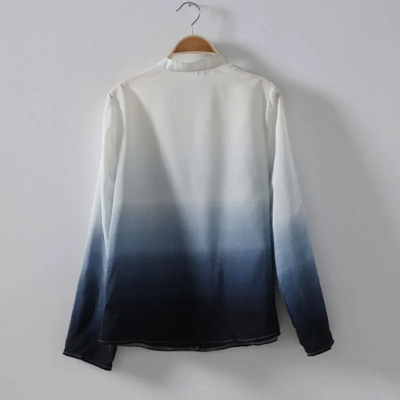 2020 ใหม่มาถึงผู้หญิงเสื้อแฟชั่นผู้หญิงเสื้อแขนยาว V คอ Gradient สีเสื้อลำลอง Streetwear PLUS ขนาดเสื้อ