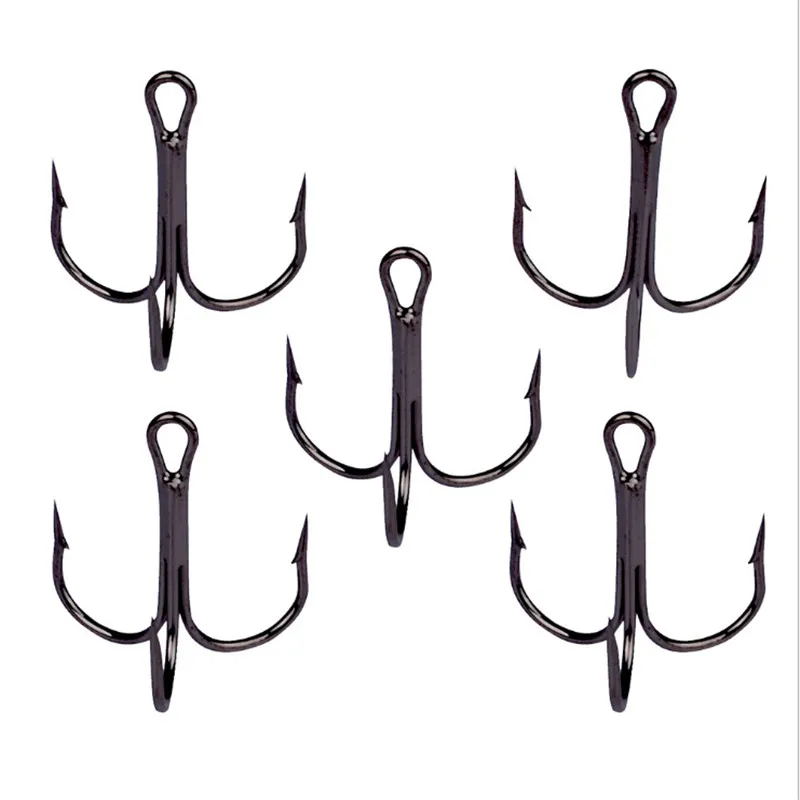 10 Cái/lốc 2 #4 #6 #8 #10 # Câu Cá Màu Đen Móc Thép Carbon Cao Lật Ngược móc Câu Vòng Uốn Cong Treble Cho Bass