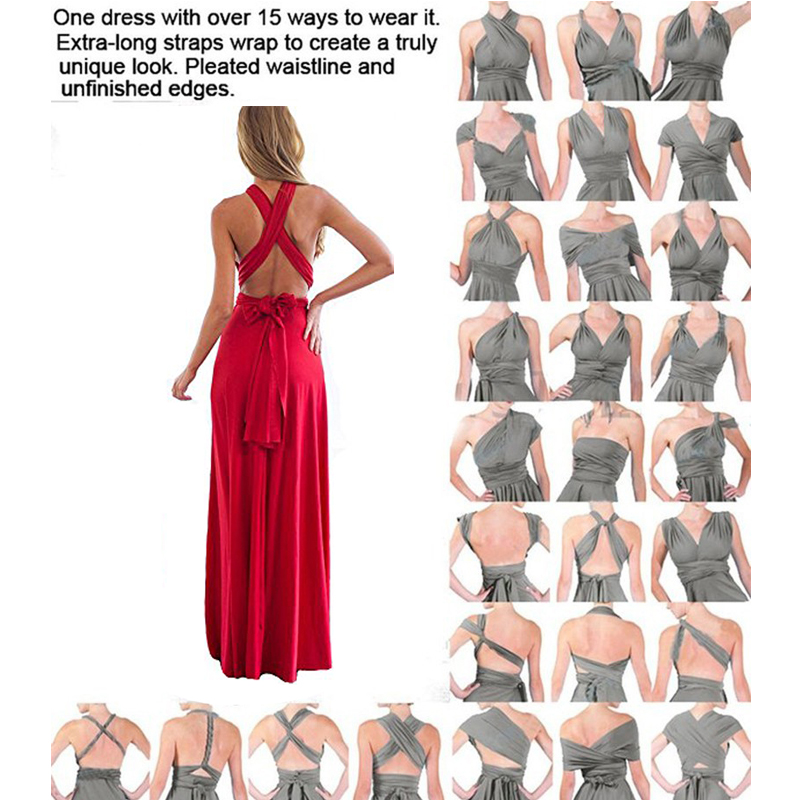Sexy Frauen Multiway Wrap Cabrio Boho Maxi Club Rotes Kleid Verband Langes Kleid Party Brautjungfern Infinity Robe Longue Femme
