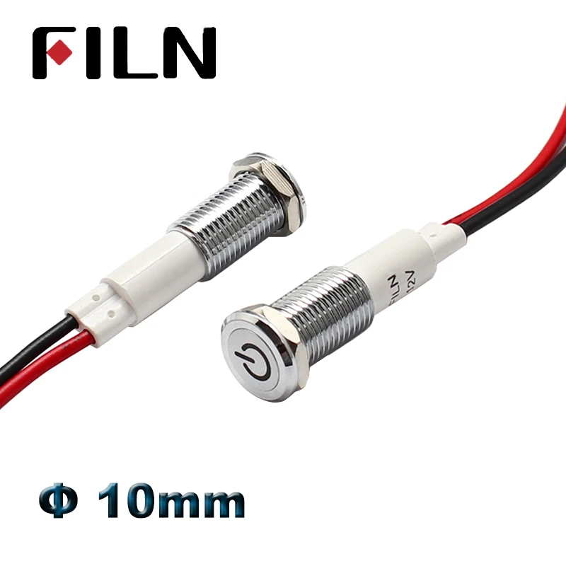10 มม.รถ 12 V ไฟแสดงสถานะ LED แผงแดชบอร์ดสัญลักษณ์คําเตือนสีแดงสีเขียวสีฟ้าสีขาว Amber นักบินโคมไฟกันน้ําชั้นนํา