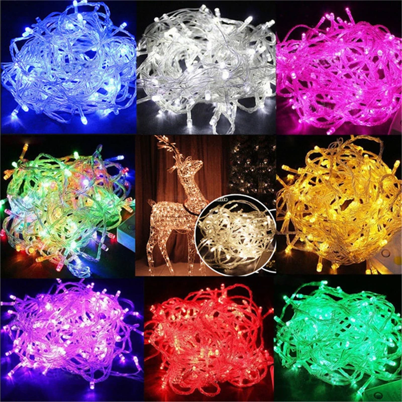 Nueva cadena de luces LED 200 LED 20M Navidad/boda/decoración de fiesta guirnalda AC 110V 220V lámpara Led impermeable al aire libre