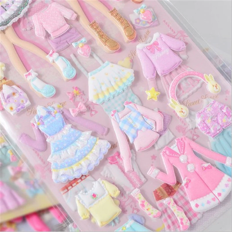 1 Cái Miếng Dán Hoạt Hình Đáng Yêu Bé Gái 3D Kawaii Miếng Dán Sách Laptop Đầm Miếng Dán Đồ Chơi Trẻ Em Pegatinas Dành Cho Bé Gái quà Tặng