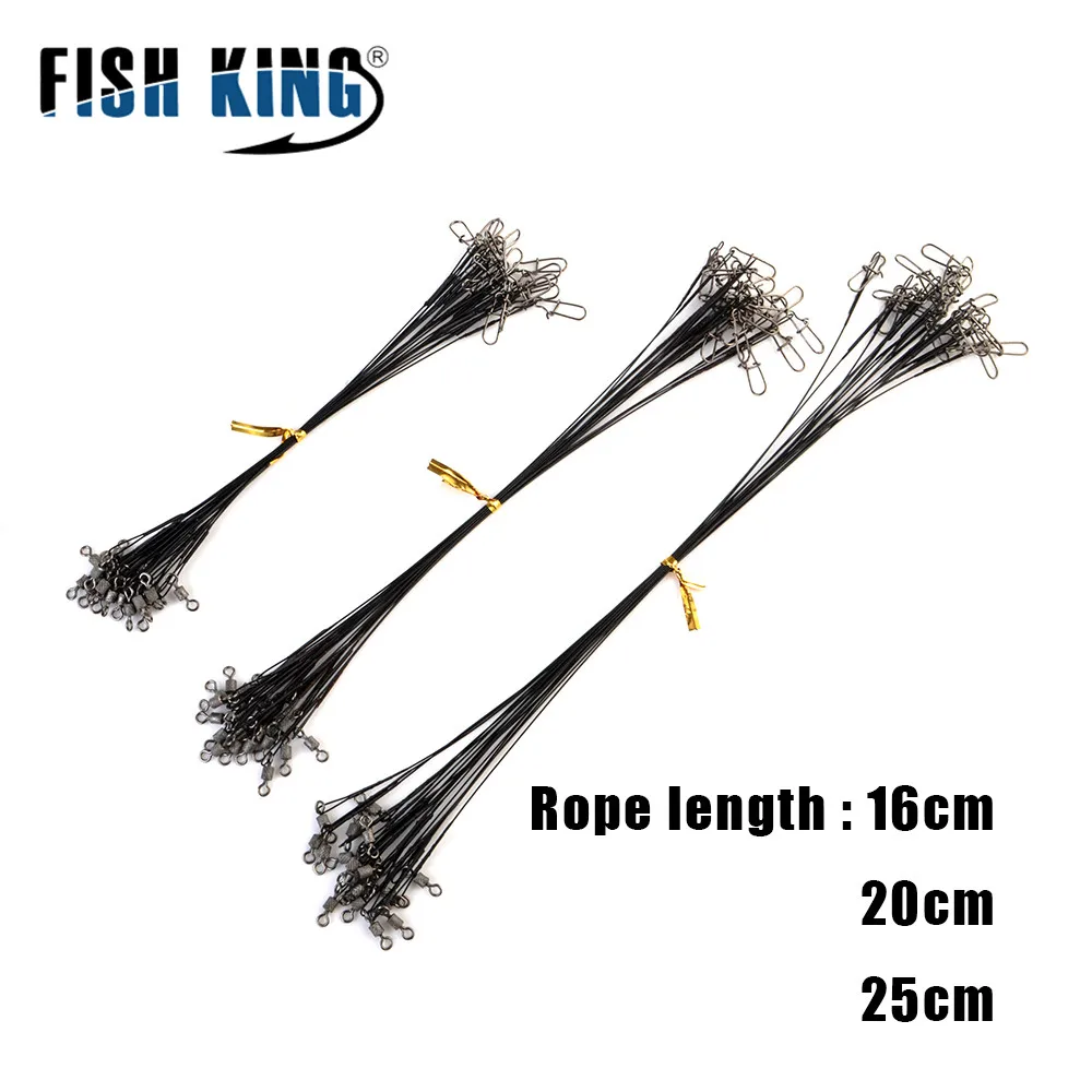 20 peças 16/20/25cm trelas líder de fio de aço anti-mordida para pesca 50lb com acessórios de isca de pesca giratória pique baixo