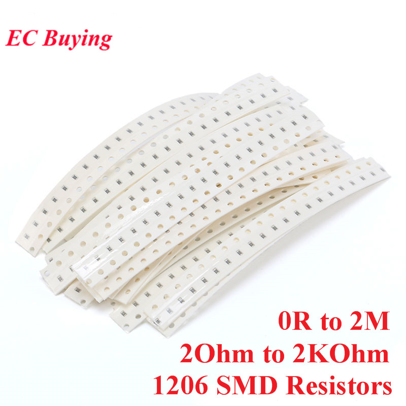800 шт. 1206 комплект резисторов SMD, набор в ассортименте, 1% 5% комплект образцов, пакет для образцов 0R ~ 2 м, 2 Ом ~ 2 кОм, электронный компонент «сделай сам», 40 значений * 20 шт.