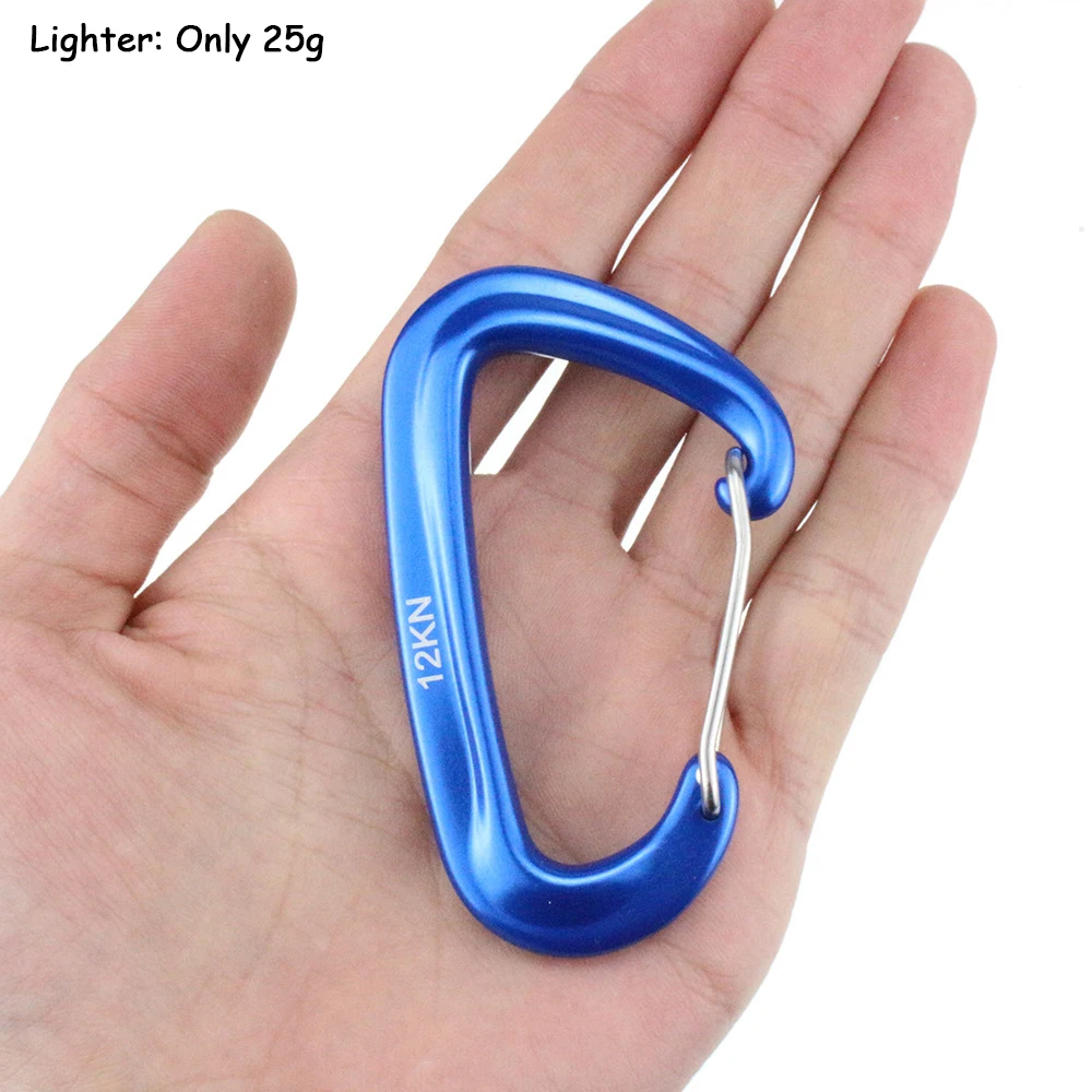 Chuyên nghiệp Leo Núi Carabiner Hình Chữ D Leo Núi Móc Khóa Móc 12KN An Toàn Khóa Leo Núi Ngoài Trời Thiết Bị Phụ Kiện