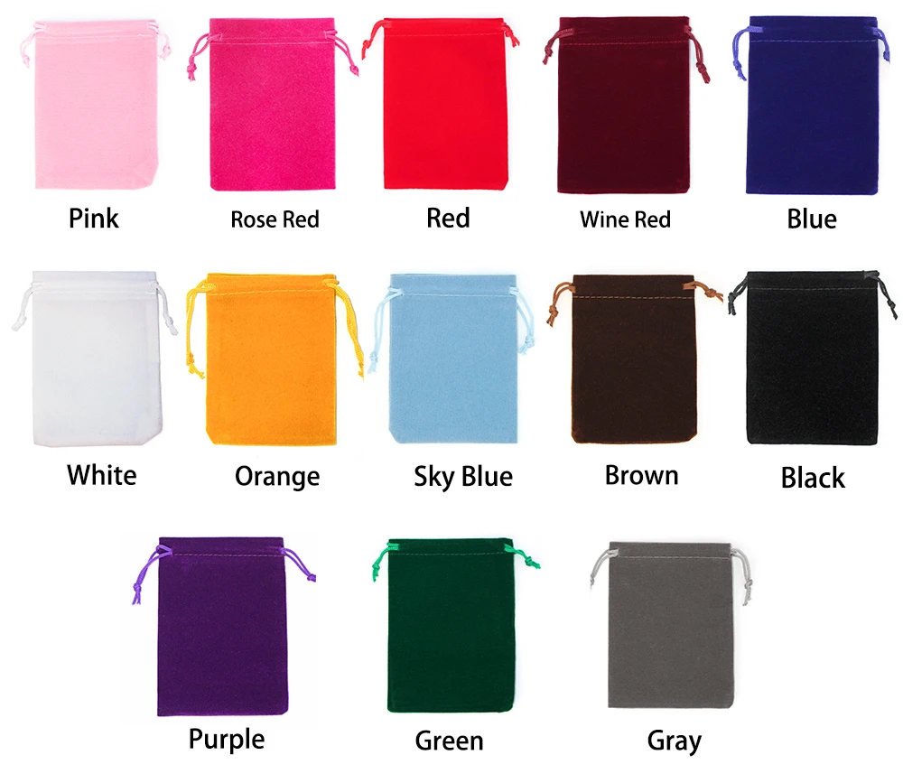 50 ชิ้น 5x7 กํามะหยี่กระเป๋า Drawstrings กระเป๋าขนาดเล็กเครื่องประดับของขวัญจอแสดงผลบรรจุกระเป๋า