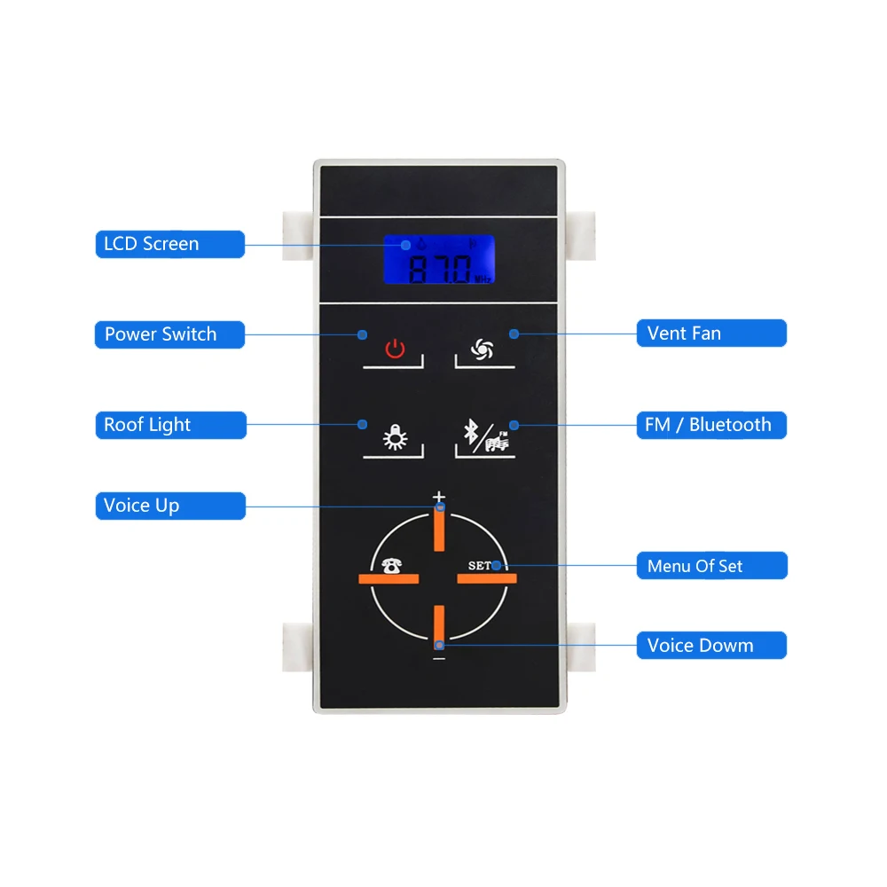 1Set (Pengontrol + Transformator + Kipas + Speaker + Lampu) Koneksi Telepon Bluetooth Panel LCD Tampilan Induksi Shower Cabin Radio Fm