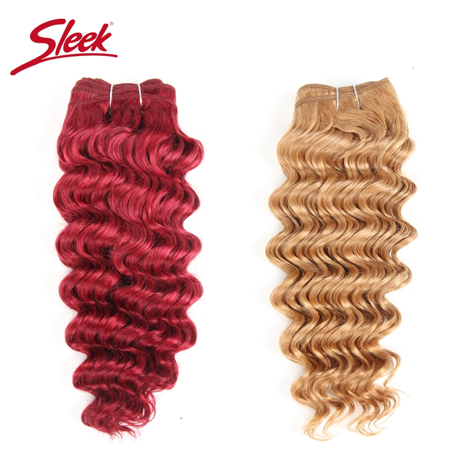 Sleek Nature-Weave Cabelo Humano, Deep Wave Bundles, Remy Extensão do Cabelo, Borgonha, Onda Profunda, 1 PC Only, brasileiro, #4, 27, 30, 99J
