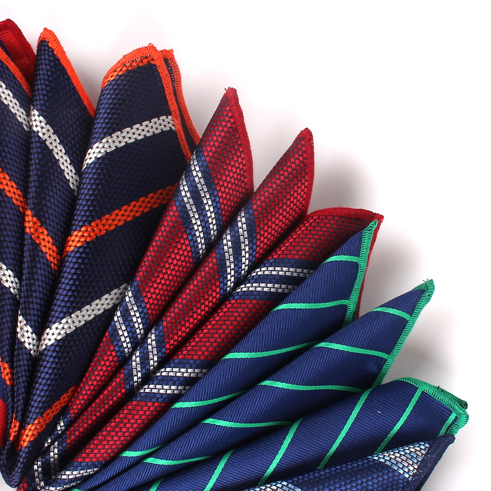 Lenço listrado quadrado de bolso para homem, conjunto de roupas para homens e mulheres, toalha de bolso