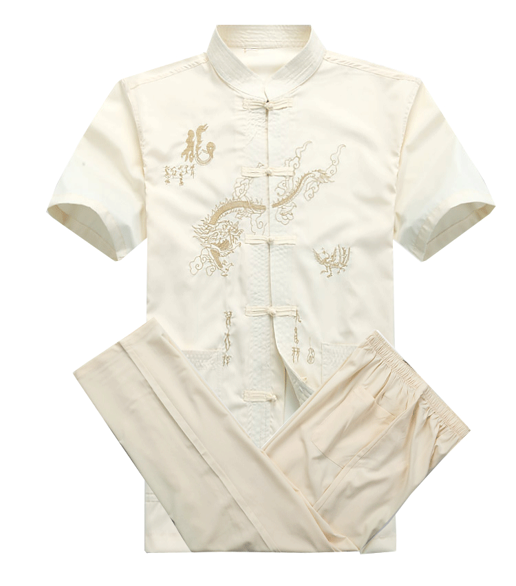 Traje chino de Kung Fu de algodón para hombre, uniforme Wu Shu, ropa de Tai Chi, camisa de manga corta + pantalón M, L, XL, XXL, XXXL, MS013