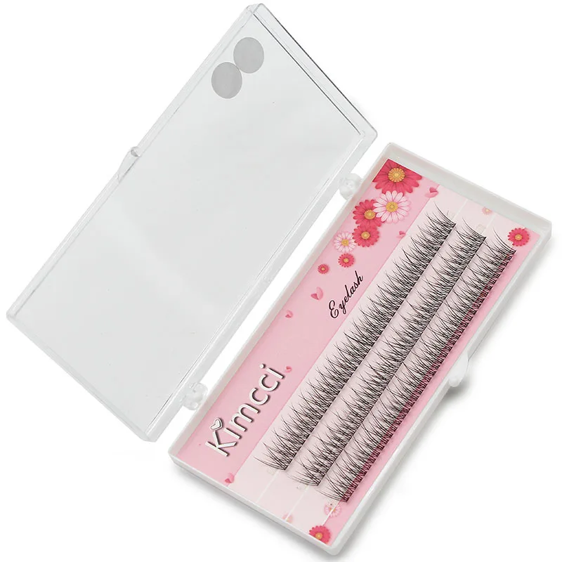 Kimcci 120 Chiếc Cao Cấp Chồn Cá Nhân Dovetail Cây Nối Mi Tự Nhiên 3D Cụm Lông Mi Trang Điểm Chuyên Nghiệp Bùng Lên Lông Mi