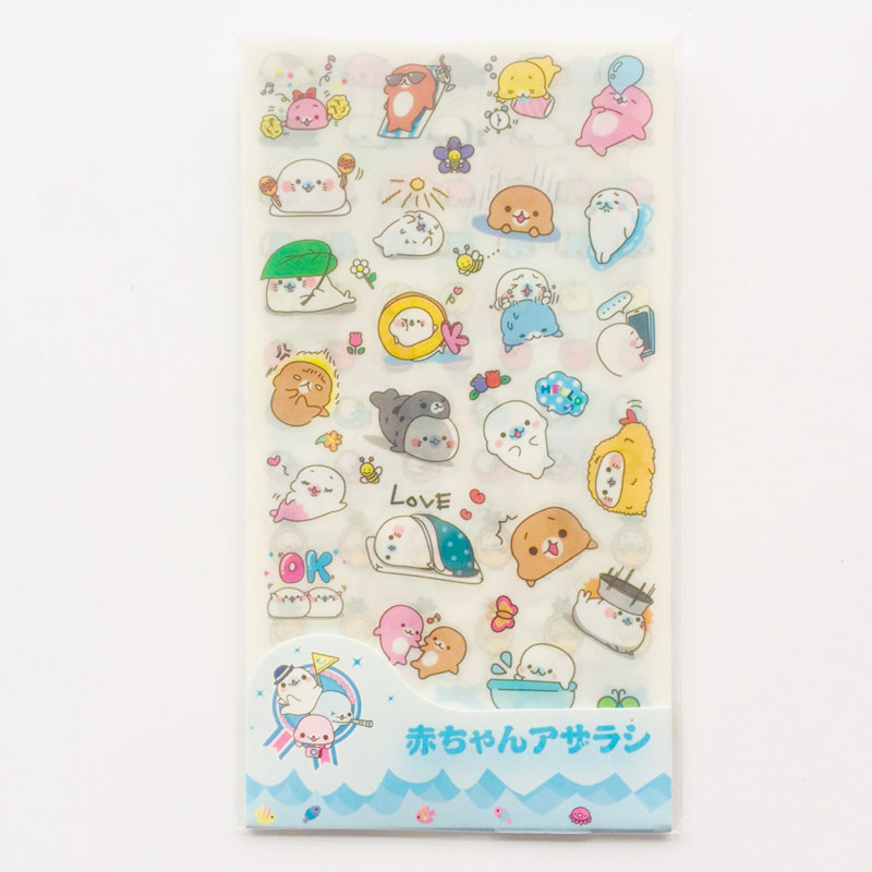 6 แผ่น Kawaii Sea Lion Otters DIY กาว PVC สติกเกอร์ตกแต่งไดอารี่อัลบั้ม Stick ป้ายกระดาษตกแต่งเครื่องเขียน
