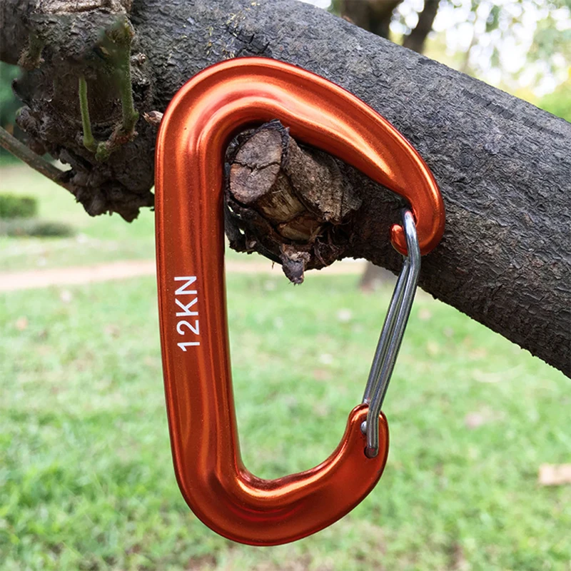 Chuyên nghiệp Leo Núi Carabiner Hình Chữ D Leo Núi Móc Khóa Móc 12KN An Toàn Khóa Leo Núi Ngoài Trời Thiết Bị Phụ Kiện