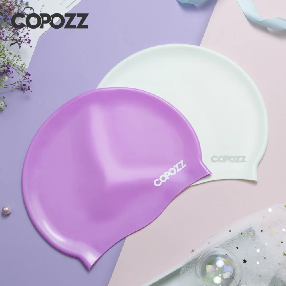 Copozz 남성용 탄성 수영 모자, 대형 수영복, 전문 성인 방수 수영 모자, 실리콘 수영 모자