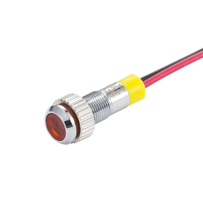 IP62 กันน้ําหนึ่งสีกระพริบ LED โลหะไฟเตือน 6 มม.สัญญาณนําร่อง 3V 6V 12V 24V 36V DC ลวด