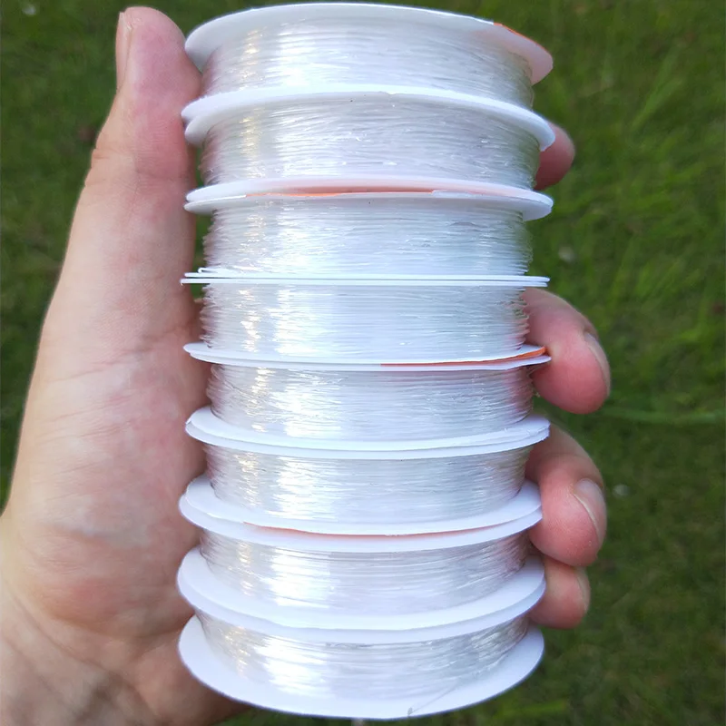 Línea de cristal elástica transparente de 0,4-1,0mm, cuerda para hacer cuentas, cordón/cuerda/hilo, pulsera y collar DIY, joyería