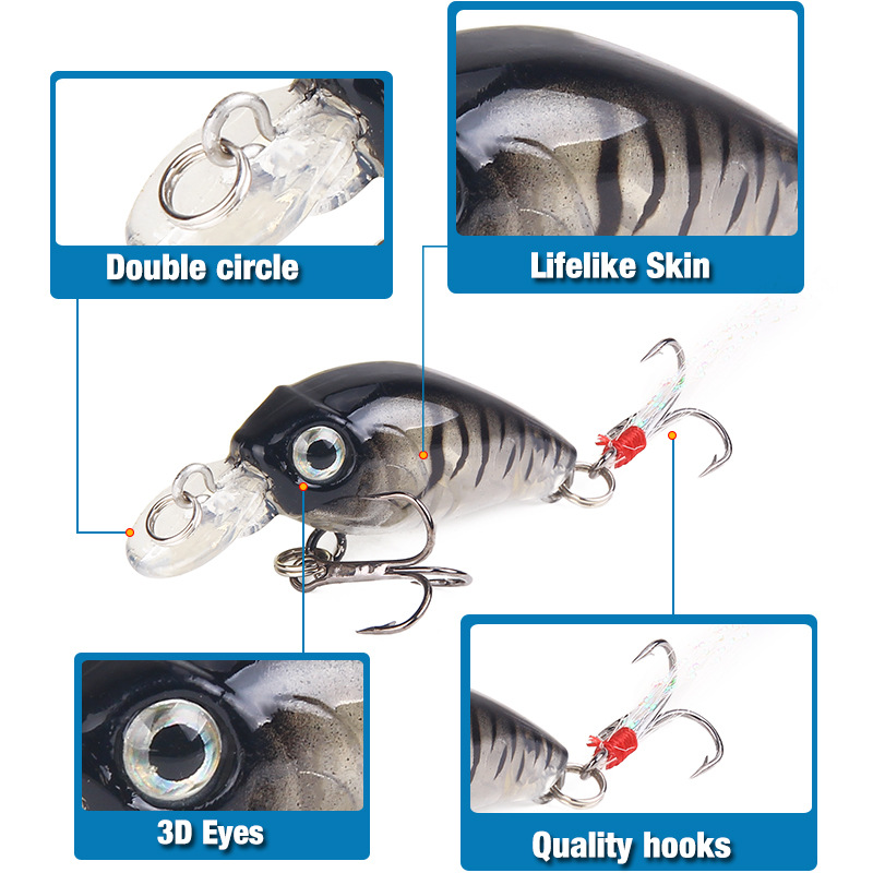 45Mm 4.1G Crankbait Mồi Dụ Cá Nhân Tạo Cứng CrankBait Câu Cá Bass Wobbler Nhật Bản Topwater Minnow Cá Mồi
