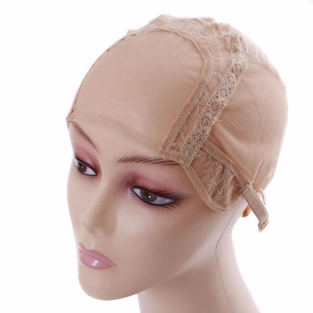 Gorros de peluca con parte en U de 4 "x 4", con red de encaje para hacer pelucas con correas ajustables, gorros tejidos sin pegamento, gorro de malla para peluca