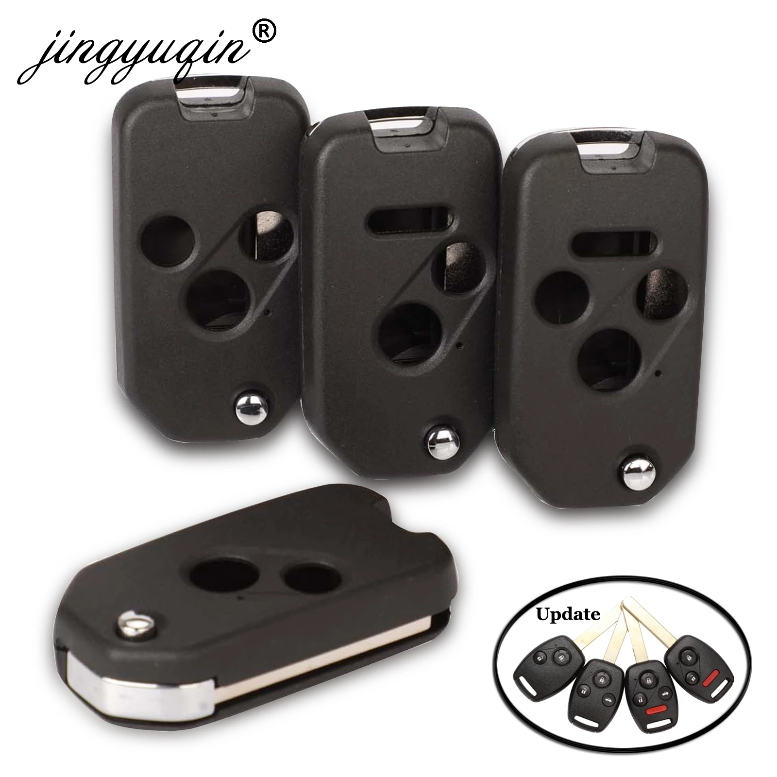 Jingyuqin nuevo control remoto 2 botones Flip plegable funda para llave para Honda CRV Accord Civic Odyssey Fit