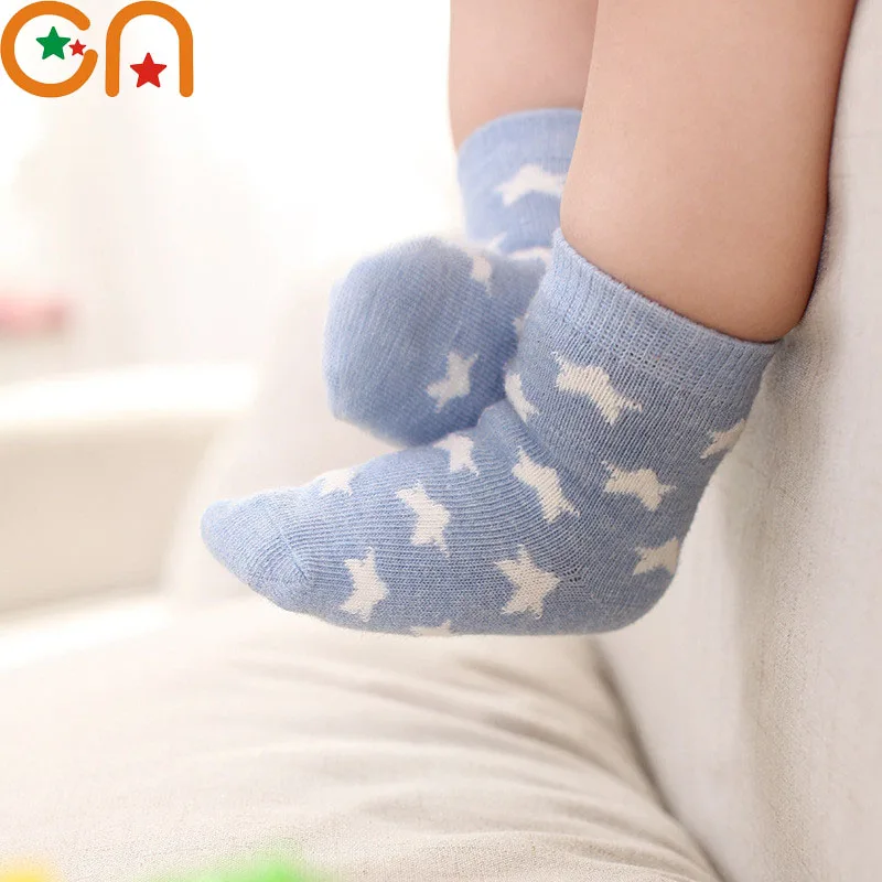 5 pares / lotes de calcetines de algodón suave para niños y niñas bebé moda rayas cálido otoño e invierno calcetines de dibujos animados para niños de 0 a 8 años