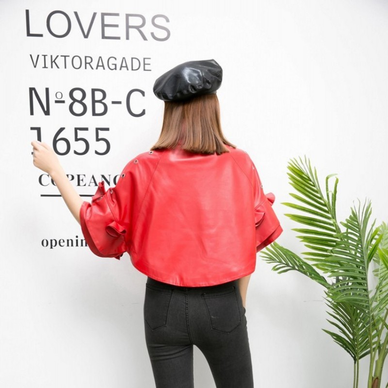 女性用バットウィングスリーブショートジャケット,本革コート,ルーズフィット,ストリートウェア,ケープコート,韓国,サイズs〜4xl,春,新品