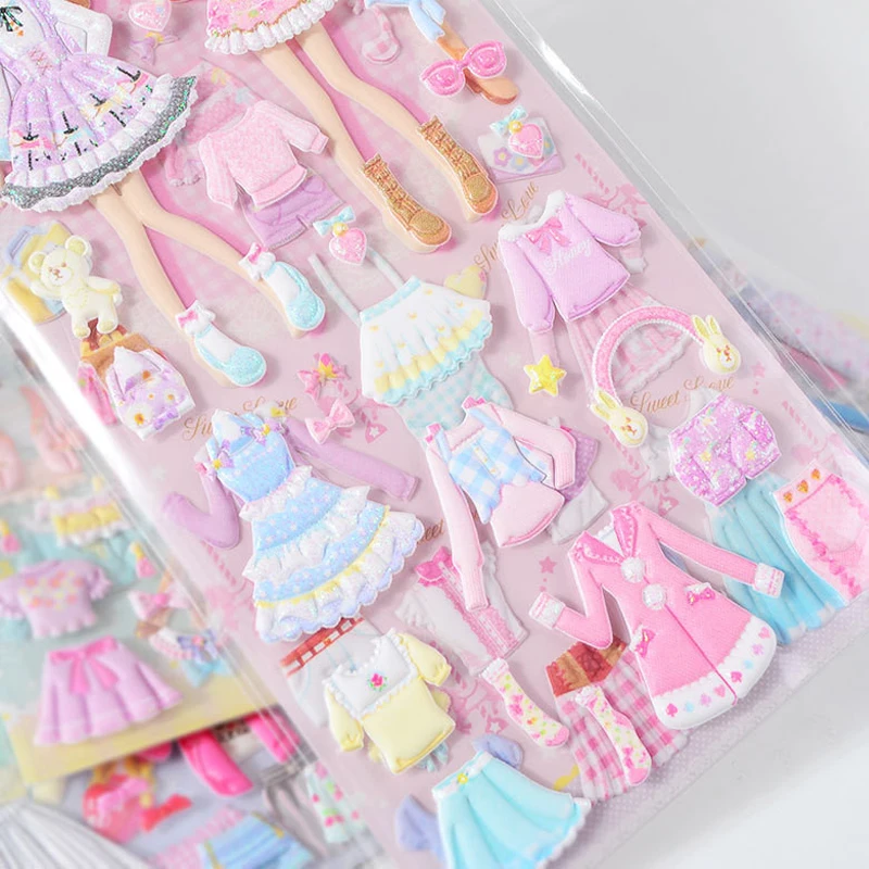 1 Cái Miếng Dán Hoạt Hình Đáng Yêu Bé Gái 3D Kawaii Miếng Dán Sách Laptop Đầm Miếng Dán Đồ Chơi Trẻ Em Pegatinas Dành Cho Bé Gái quà Tặng