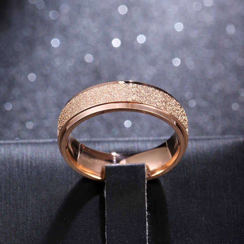 6Mm Warna Mawar Sikat Kusam Cincin Baja Titanium untuk Pria dan Wanita Cincin Pribadi Cincin Disesuaikan Cincin Terukir