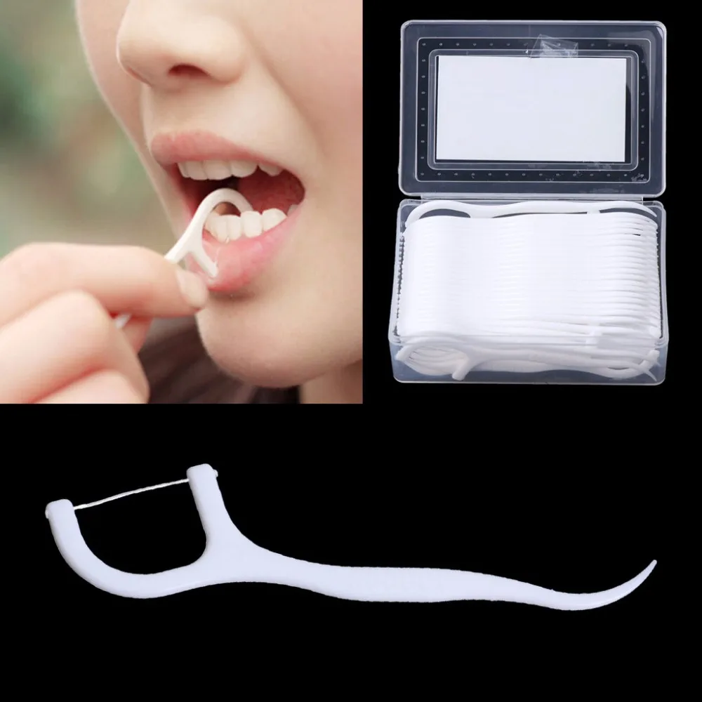 Bộ 50 Chỉ Nha Khoa Flosser Phím Răng Tăm Dính Răng Sạch Sẽ Chăm Sóc Răng Miệng 7.5Cm